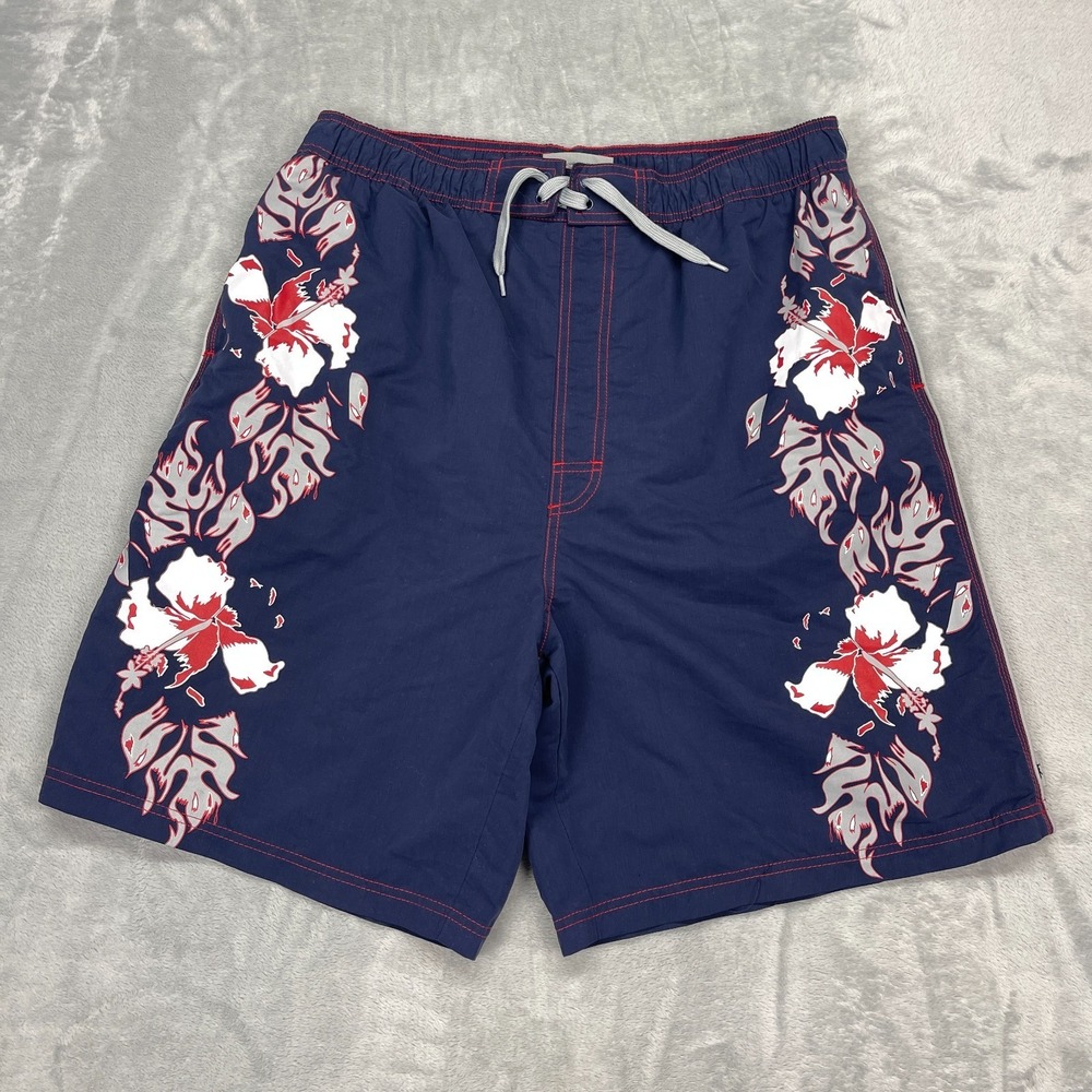 Mad Iguana Shorts Mens XXL Blue Floral Mesh Lined Board Surfing Drawstring Y2K